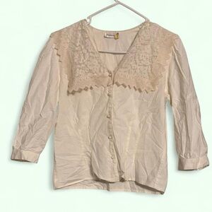 80s Romantic Lace Collar Blouse